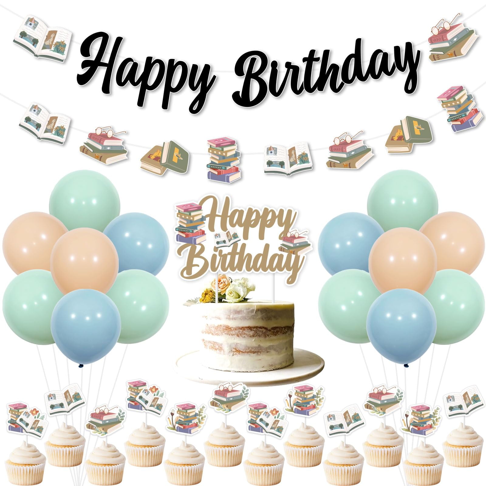 JOYMEMO Storybook Theme PresNok Birthday Decorations, Book Happy ...