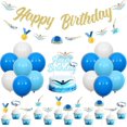 thumbnail image 1 of JOYMEMO Swimming Birthday Party Decorations - Swimming Happy Birthday Banner Garland, Cake Topper with Swim Themed Cupcake Toppers, Summer Swimming Pool Birthday Party Supplies for Boys or Girls, 1 of 6