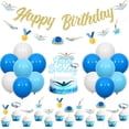 thumbnail image 1 of JOYMEMO Swimming Birthday Party Decorations - Swimming Happy Birthday Banner Garland, Cake Topper with Swim Themed Cupcake Toppers, Summer Swimming Pool Birthday Party Supplies for Boys or Girls, 1 of 6