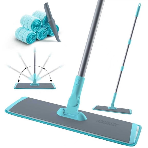JOYMOOP 18 Inch Dust Mop for Hardwood Floors, Heavy Duty Industrial Wet Dry Mops with Telescopic Handle, Includes 5 Microfiber Mop Pads - Blue-grey