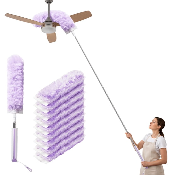 JOYMOOP Ceiling Fan Cleaner Duster and Cobweb Duster with Extension Pole, 28–98 Inch Handle and 9 Refills for High Ceilings and Furniture