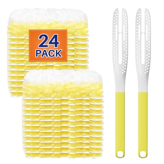 JOYMOOP Electrostatic Dusters for Cleaning, 2 Handles & 24 Heavy Duty Refills for Swiffer, Disposable Dusters for Electronics, Furniture, Blinds