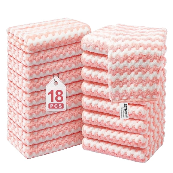 JOYMOOP Microfiber Cleaning Cloths – 18 Pack, 10" x 10", Pink