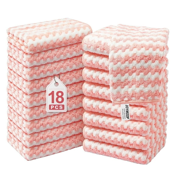 JOYMOOP Microfiber Cleaning Cloths – 18 Pack, 10" x 10", Pink