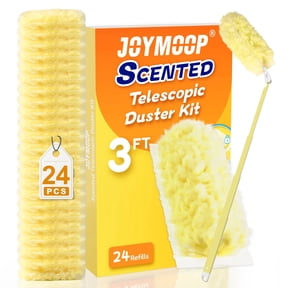 JOYMOOP Scented Telescopic Duster Kit, 3FT Extendable Handle + 24 Yellow Heavy Duty Refills for Ceilings, Ceiling Fans, Blinds, Vents & Shelves