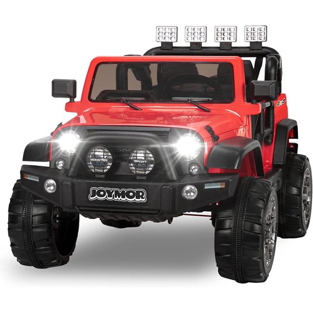 JOYMOR 12V Two Seater Electric Ride On Car, Kids Toy with Remote, LED