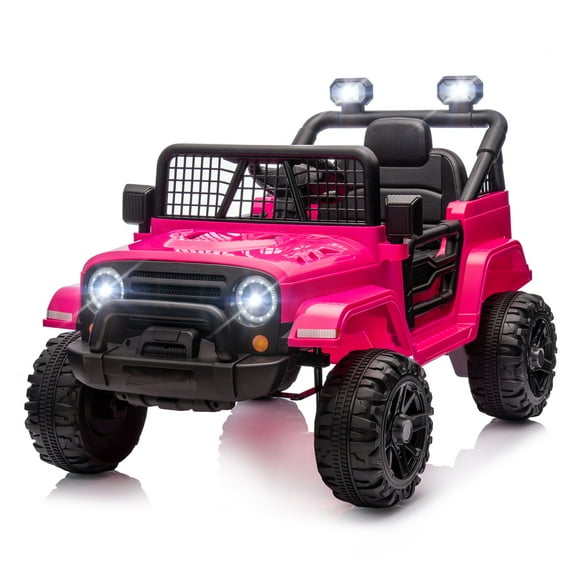 JOYMOR 12V Kids Ride on Truck with Remote Control, 4 Wheels Battery Powered Kids Car, Electric Play Car with LED Lights/Horn/Remote and Manual Control/3-5 MPH Speed/Gift for Girl Boy