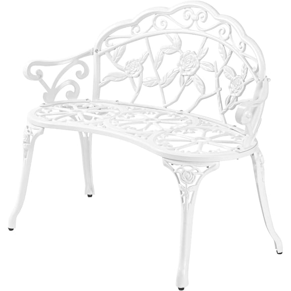 JOYMOR 38.5" Outdoor Bench, 2-Person Metal Aluminium Frame with Antique Finish, Patio Furniture for Front Porch, Yard, Deck & Lawn