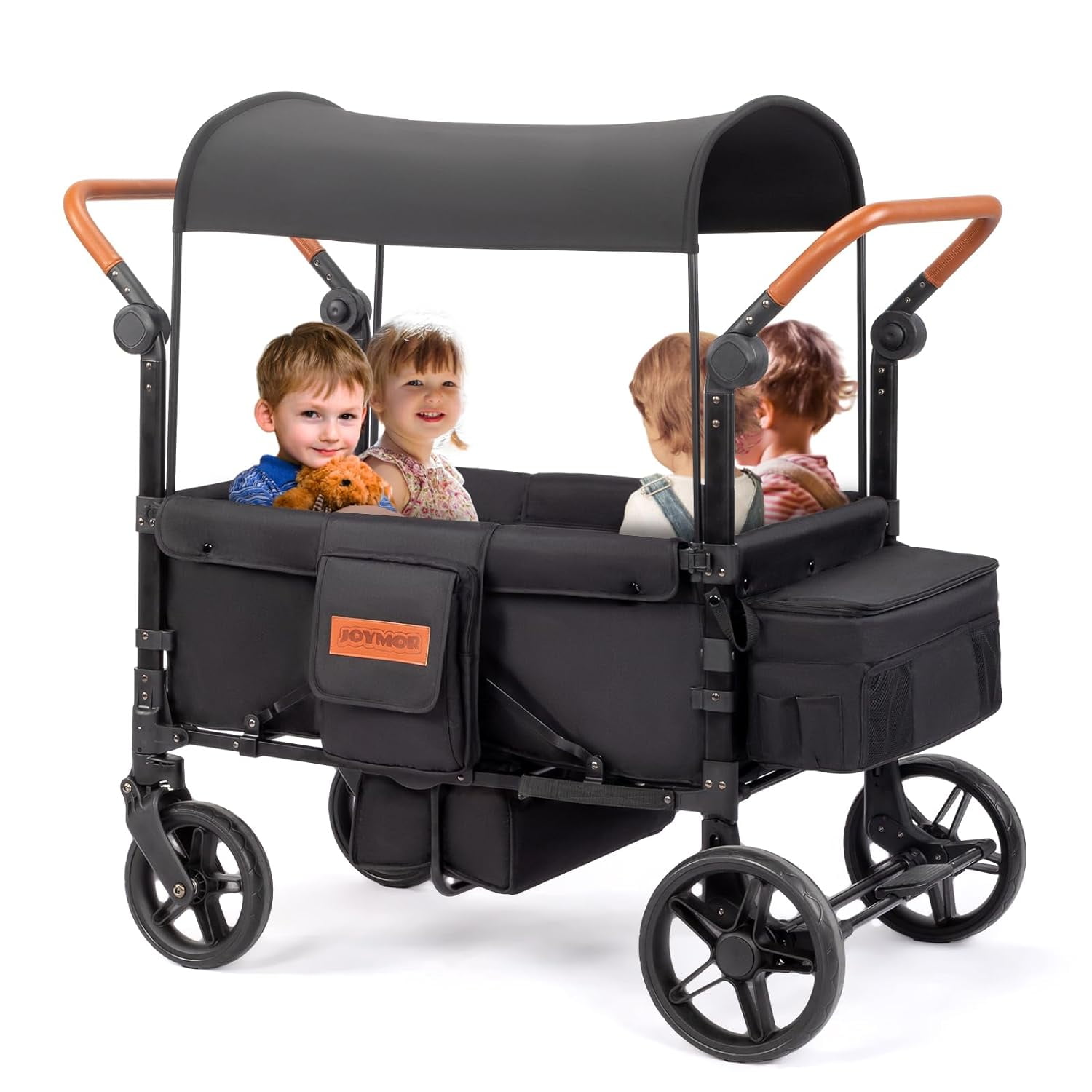 JOYMOR 4 Seat Stroller Wagon, Aluminum Light Weight Stroller for Kids Infants, Adjustable Canopy