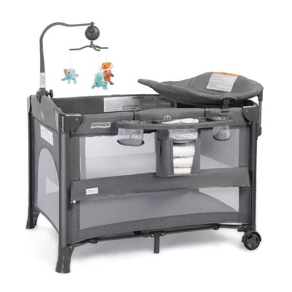 JOYMOR 5 in 1 Bedside Bassinet with Changing Table, Bedside Crib, Playpen for Unisex Infant