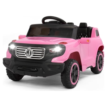 JOYMOR 6V Kids Ride on Car Electric Truck w/ Remote Control, Adjustable Speeds, LED, Horn (Pink)