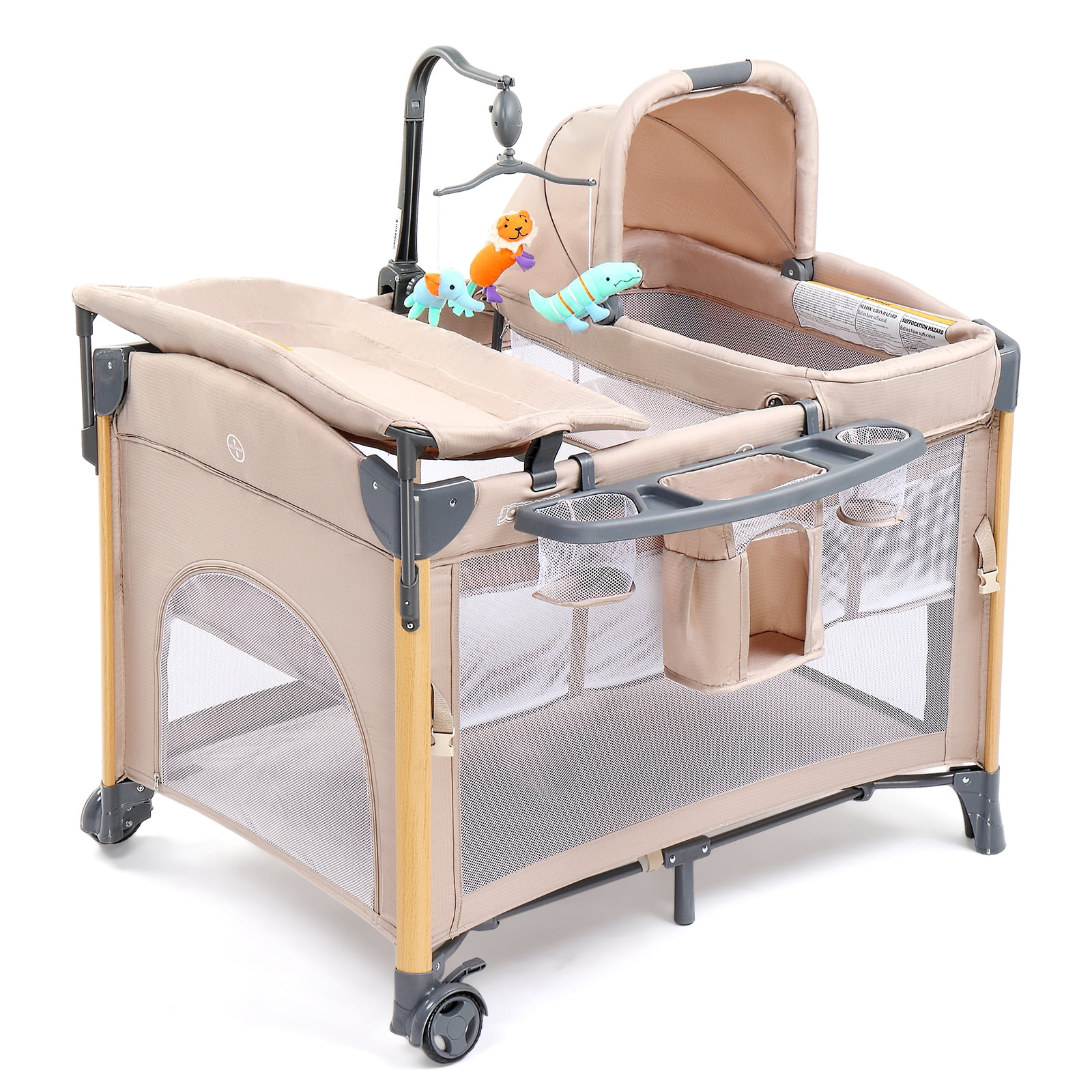 JOYMOR Baby Station Combo Portable Sleeper Adjustable Height Crib Bassinet with Changing Table Walmart