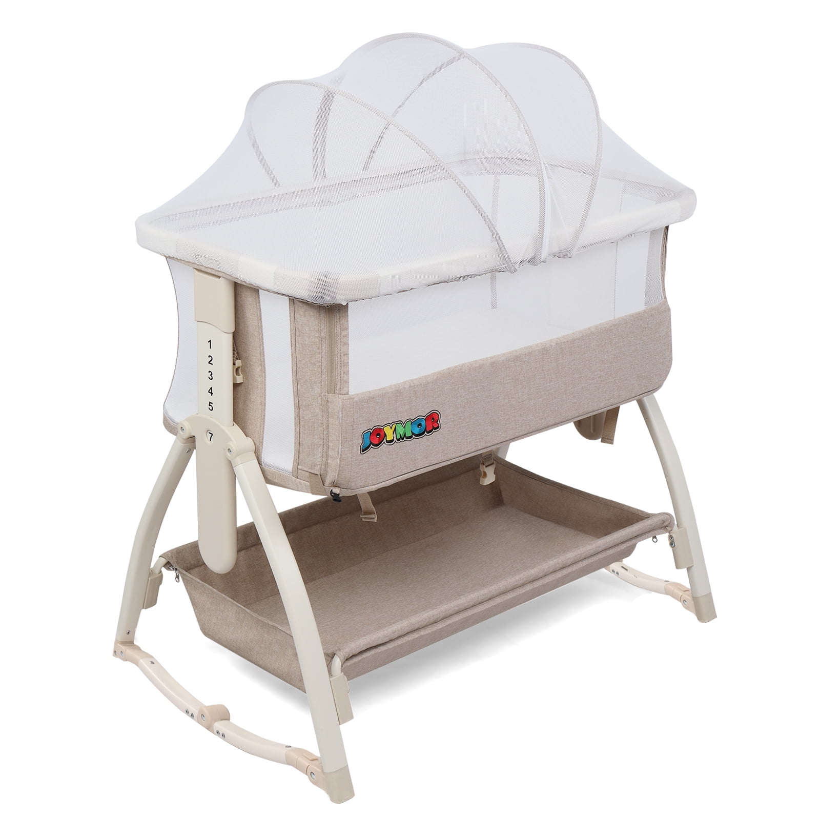 JOYMOR 3 in 1 Baby Bedside Sleeper with Bassinet Portable Folding  Multifunction Crib