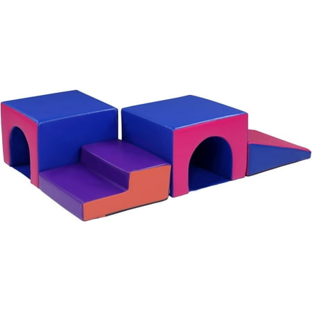 JOYMOR Foam Climbing Blocks for Toddlers, Kids Tunnel Maze with Stairs and Ramp, 4 pcs Climbing Blocks Set