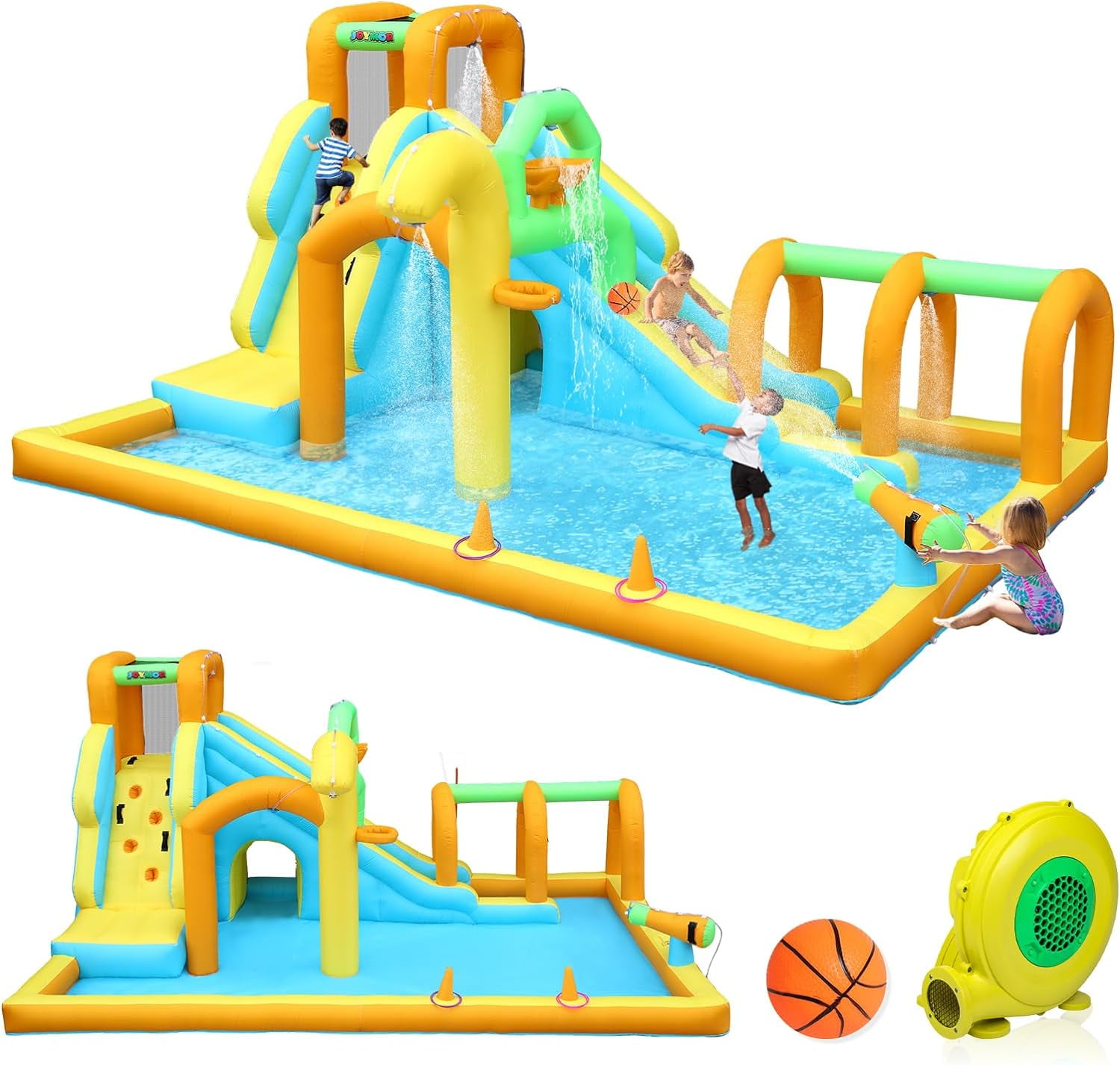 JOYMOR Kids Lawn Water Slide, Orange, 185 x 143 x 90 in