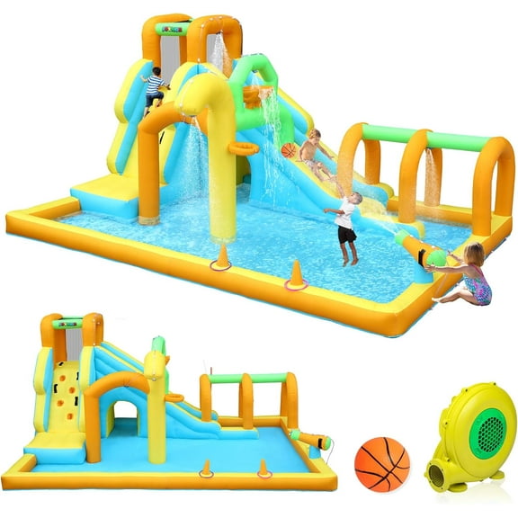 JOYMOR Kids Lawn Water Slide, Orange, 185 x 143 x 90 in