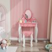 Girls White Dressing Table & Stool Mirror & Drawers