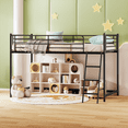 thumbnail image 1 of Matladin Low Loft Bed Twin Size, Metal Kids Loft Bed Frame with 15” High Guardrail for Boys Girls, Junior, Space Saving, Mattress Not Included, 1 of 9