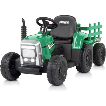 JOYMOR Ride on Tractor with Remote Control, 12V Electric Tractor with Trailer for Toddler, Battery Powered Ride on car Toy for Boys and Girls