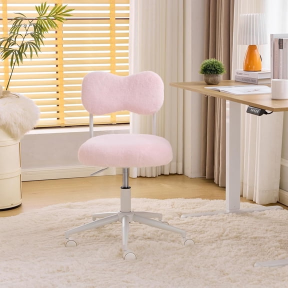 JOYMOR Small Vanity Chair with Wheels,15° Reclining Makeup Swivel Chair