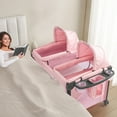 thumbnail image 1 of JOYMOR Twin Bassinet for Baby, Double Bassinet for Twins, Pink Bassinet for Girl Infant, 1 of 10