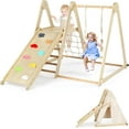 thumbnail image 1 of JOYMOR kids Pikler Triangle Climber Arch Rocker with Cushion Sensory Table Set, Climbing Toys ,Basin & Blackboard, 1 of 14