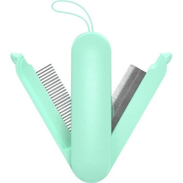 JOYNE Multi-Functional 2-in-1 Swivel Travel Grooming Comb & Deshedder, Green - One Size