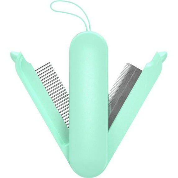 JOYNE Multi-Functional 2-in-1 Swivel Travel Grooming Comb & Deshedder, Green - One Size
