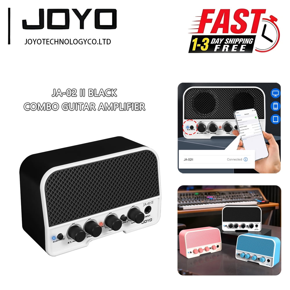 JOYO Rechargeable Mini Guitar Amp, 6H Playtime Bluetooth Amplifier with Dual Tone Channels, Headphone Output