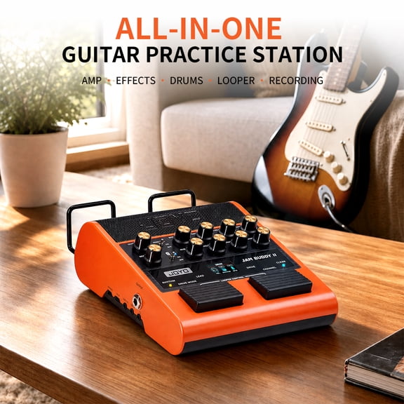 JOYO JAM Buddy II 10W Portable Electric Guitar Practice Amp & Multi-Effects Pedal with Bluetooth, OTG Recording, Looper & Drum Machine, Orange