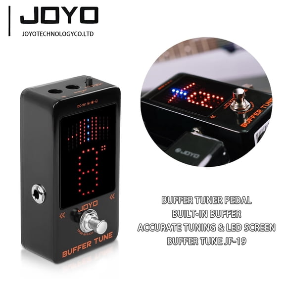 JOYO Buffer Tuner Pedal Built-in Buffer with Accurate Tuning and LED Screen for Electric Bass Guitar Effects (Buffer Tune JF-19)