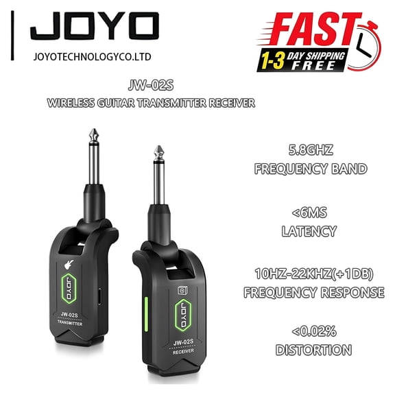 JOYO 5.8GHz Wireless Guitar Transmitter Receiver, Rechargeable Audio System for Guitar Bass