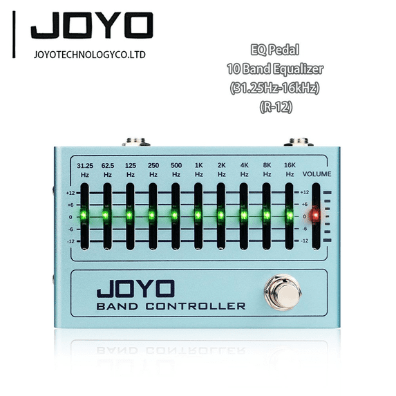 JOYO R-12 10 Band EQ Pedal Graphic Equalizer, 31.25Hz-16kHz ±12dB Gain True Bypass, LED Illuminated Sliders for Electric Guitar Bass