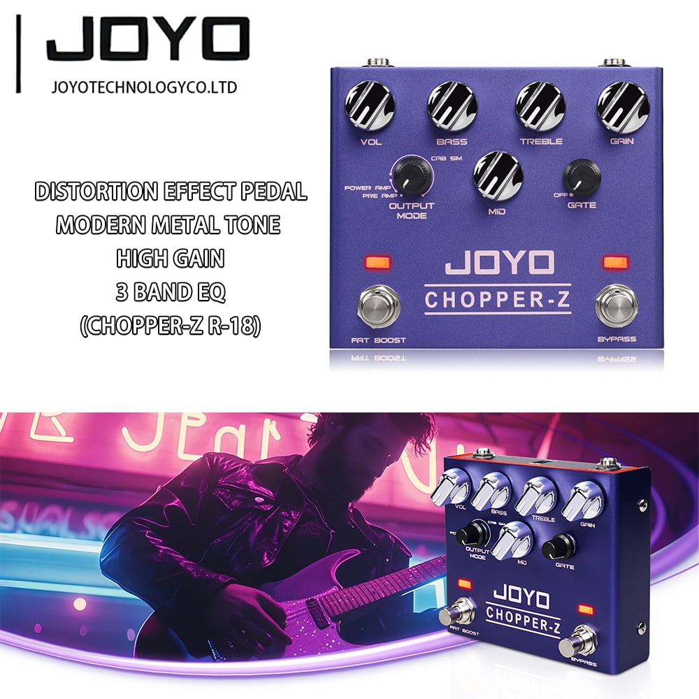 JOYO R-18 Distortion Effect Pedal Modern Metal Tone High Gain Amp Simulator 3 Band EQ
