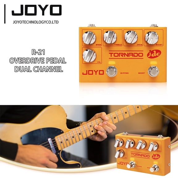 JOYO R-21 TORNADO Metal Alloy Overdrive & Boost Guitar Effect Pedal, Dual Channel with Independent Footswitch for Electric Guitar