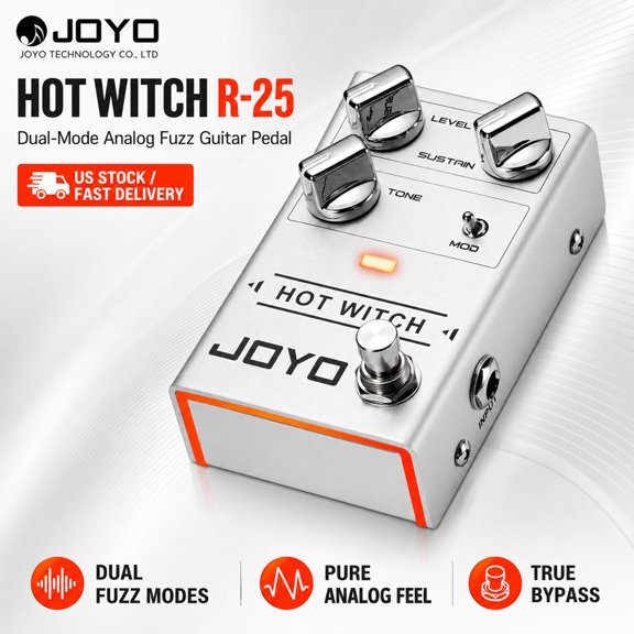 JOYO R-25 HOT WITCH Analog Fuzz Pedal for Electric Guitar, Dual-Mode Retro & Modern Fuzz, True Bypass