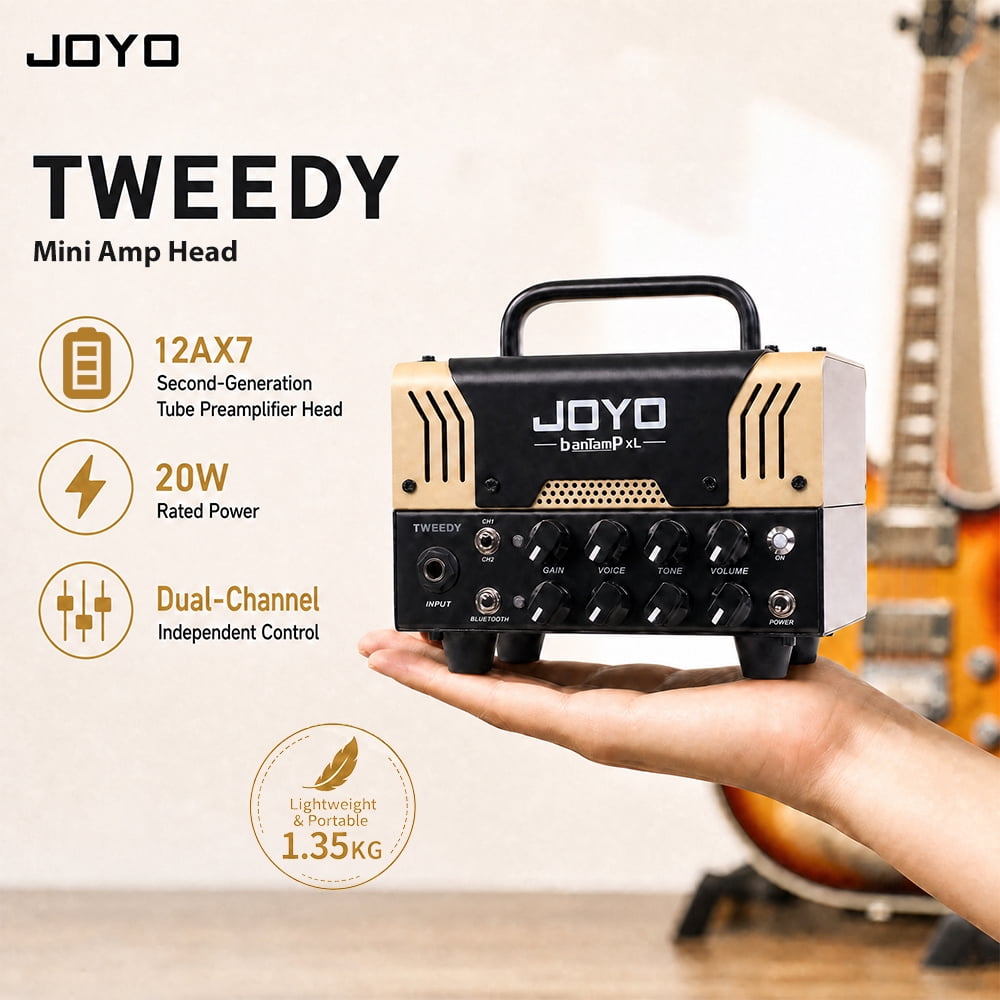 JOYO Bantamp Tweedy 20W Mini Amp Guitar Amplifier Tube Head 2 Channel Rock American Sounds