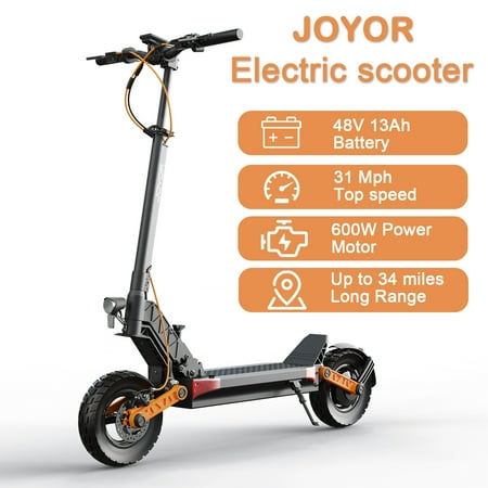 JOYOR Electric Scooter for adults - 600W power motor speed 31Mph, 34-Mile Range, Foldable Design for Commuting & Adventure
