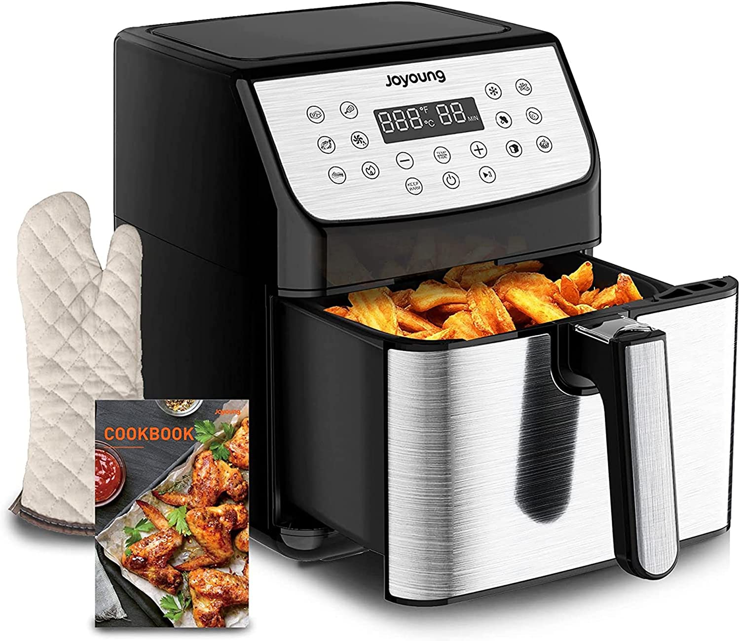 JOYOUNG Air Fryer 5.8QT Detachable Double Basket Air Fryers 1700W 13-in ...