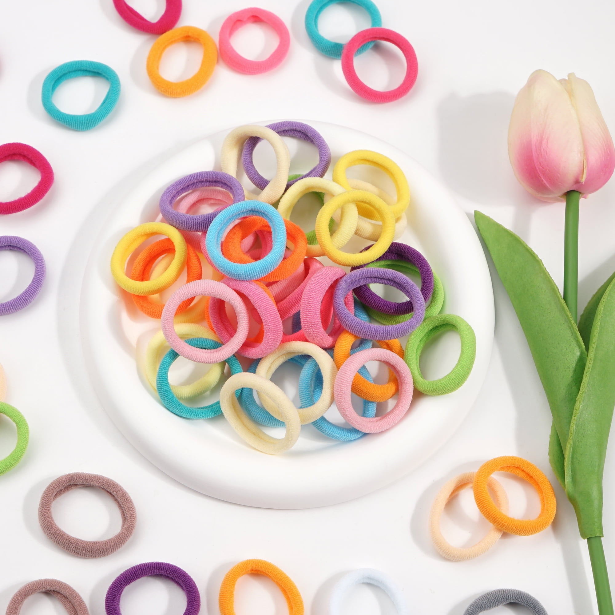 JOYOYO 100 Pcs Baby Seamless Hair Ties, Ponytail Holders Hair Accessories No Damage for Hair