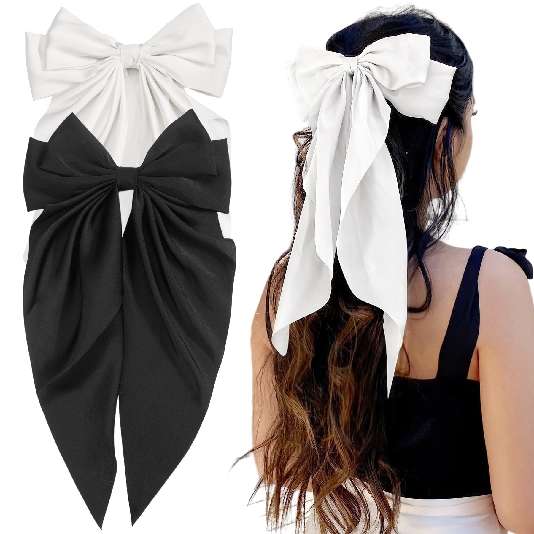 JOYOYO 2 pcs Large Satin Hair Bows with Long Tails, Hair