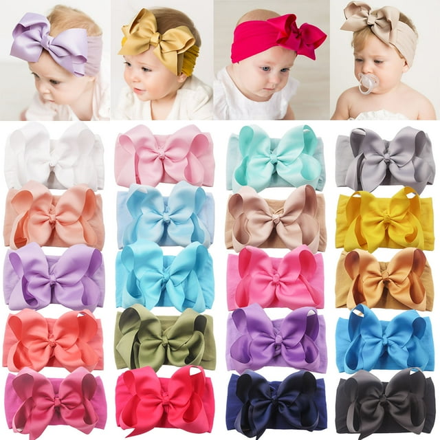 JOYOYO 20 Pieces Soft Elastic Nylon Headbands Hair Bows Headbands