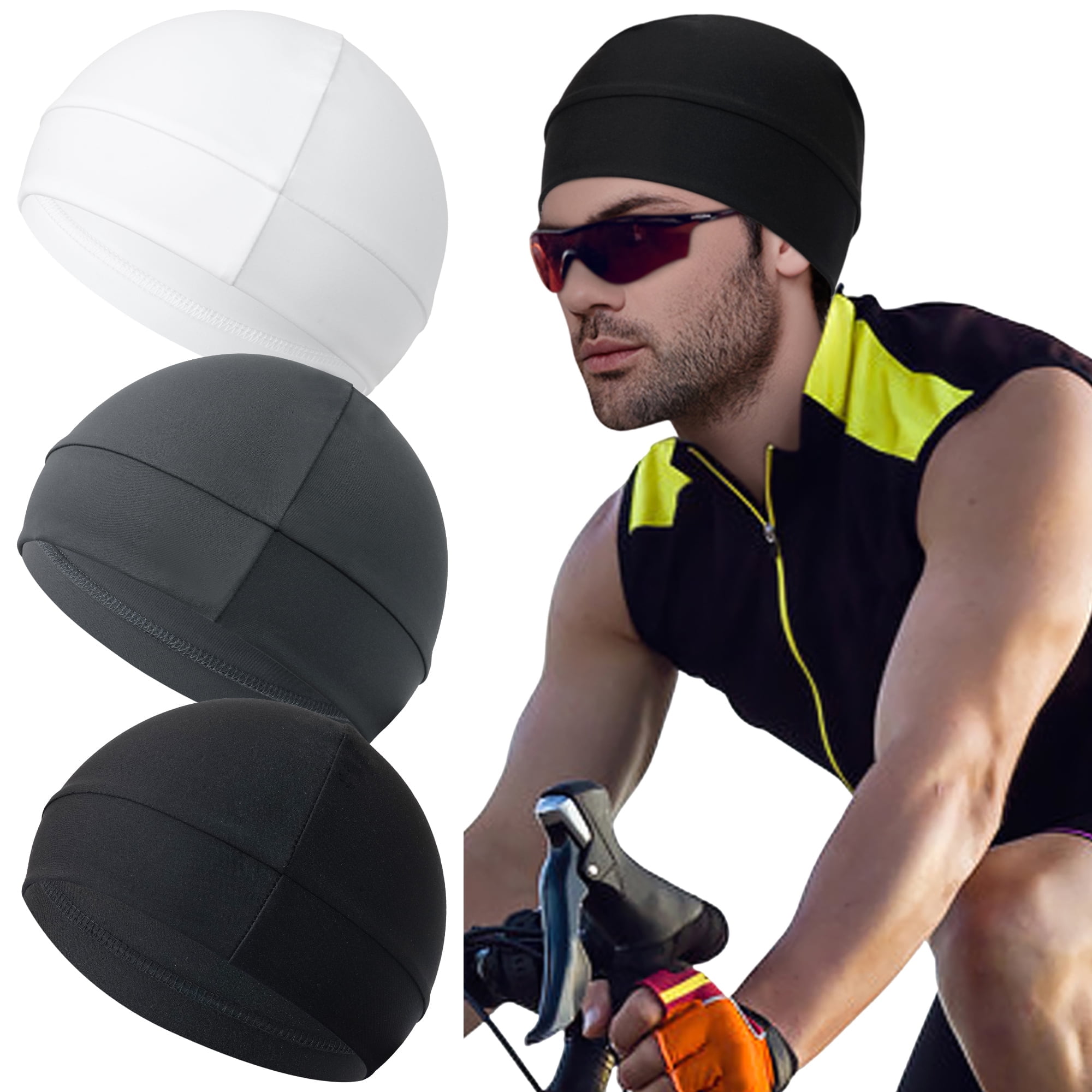 JOYOYO 3 PCS Nylon Skull Caps for Men Women Helmet Liner Motorcycle Skull Cap Hard Hat Liner