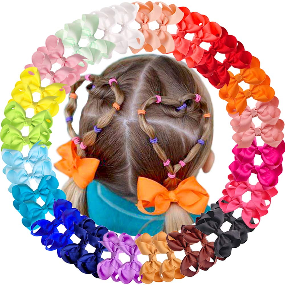 JOYOYO 40 Pcs 3Inch Baby Hair Bows Clips for Girls Toddlers Kids 20 Colors in Pairs