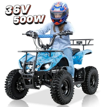 Joyracer 36V Electric ATV,Kids Dirt Quad Bike with 500W Motor, 4 Wheelers Vehicle with Speed Control, Spring Suspension, Blue Spider