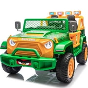 Joyracer 24 Volt Ride on Toys for Big Kids, Licensed Angry Birds Ride on Truck with Remote, 2 Seater 4WD Electric Ride ons with Shovel, Bluetooth, Lights, Power Car Wheels for 3-8, 130lbs, Green