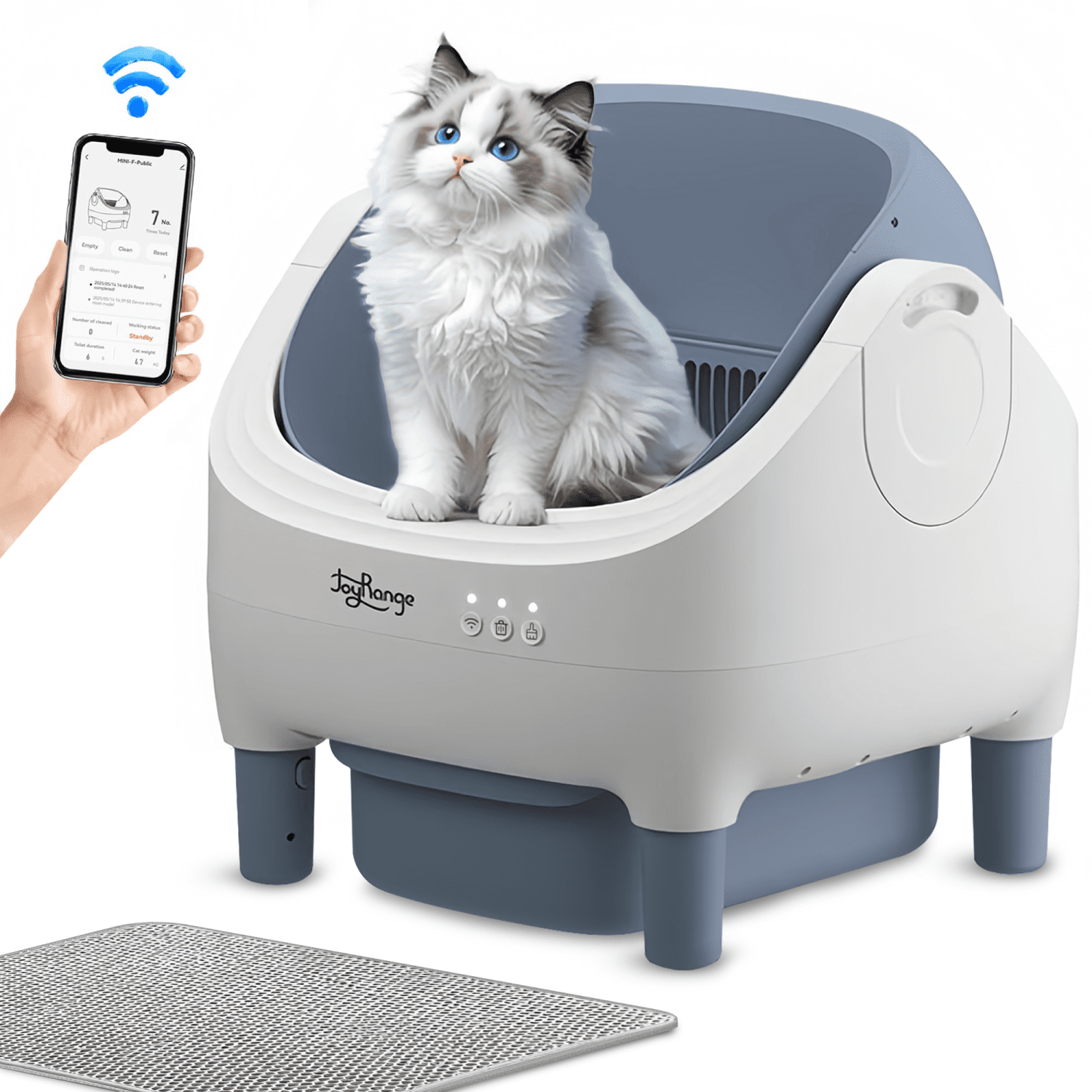 JOYRANGE Open Top Self Cleaning Litter Box  with App Control, Automatic Cat Litter Box with Safety Sensors and Large Waste Bin