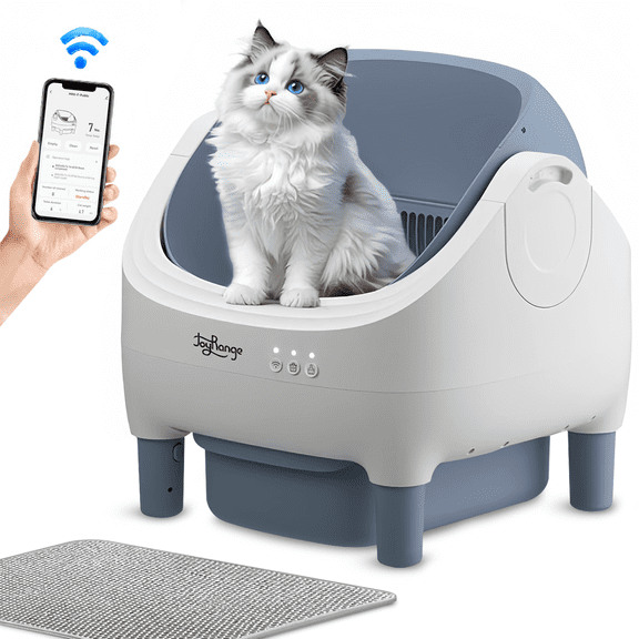 JOYRANGE Open Top Self Cleaning Litter Box with App Control, Automatic Cat Litter Box with Safety Sensors and Large Waste Bin