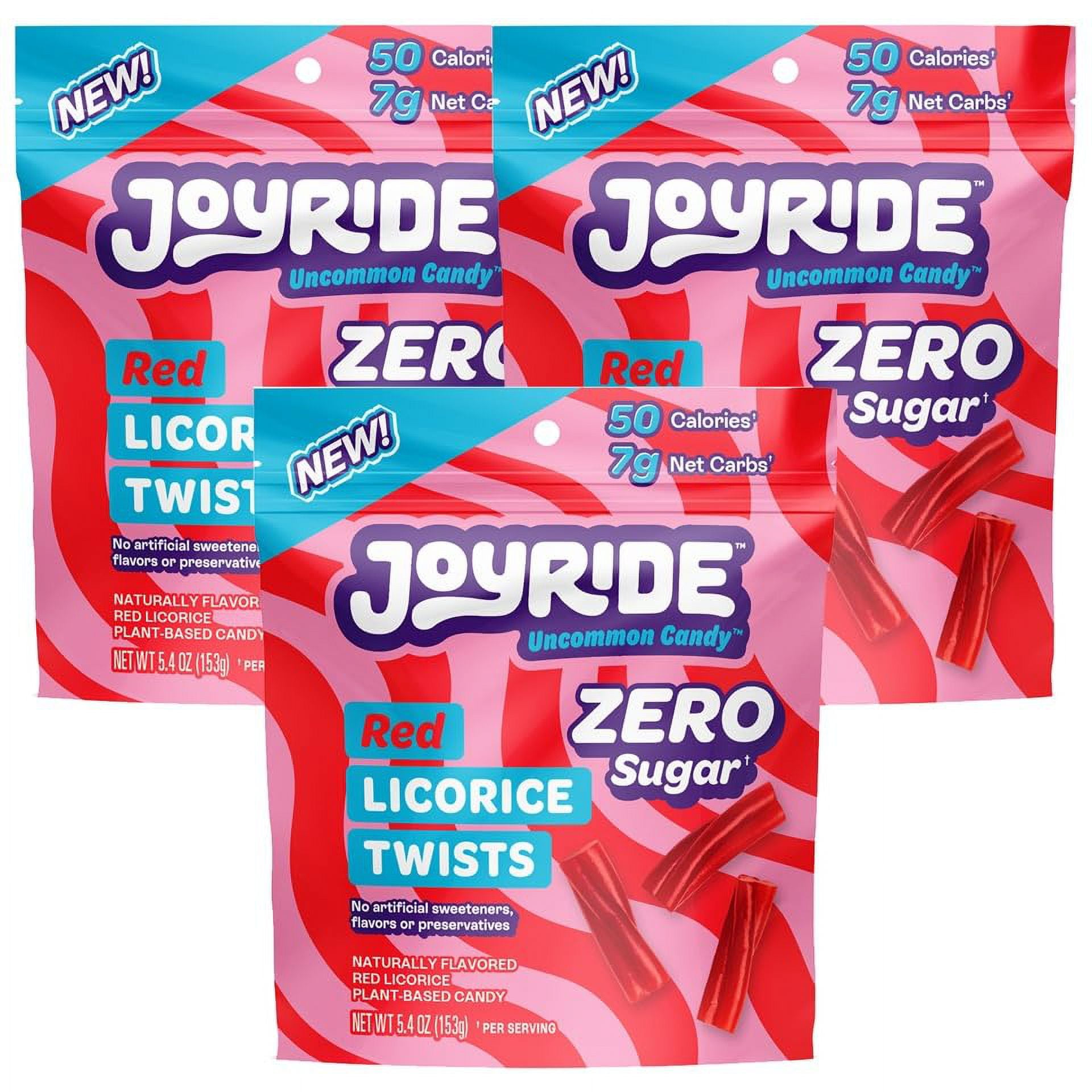 JOYRIDE Red Licorice Twists Sugar Free Candy with 7g Net Carbs Low