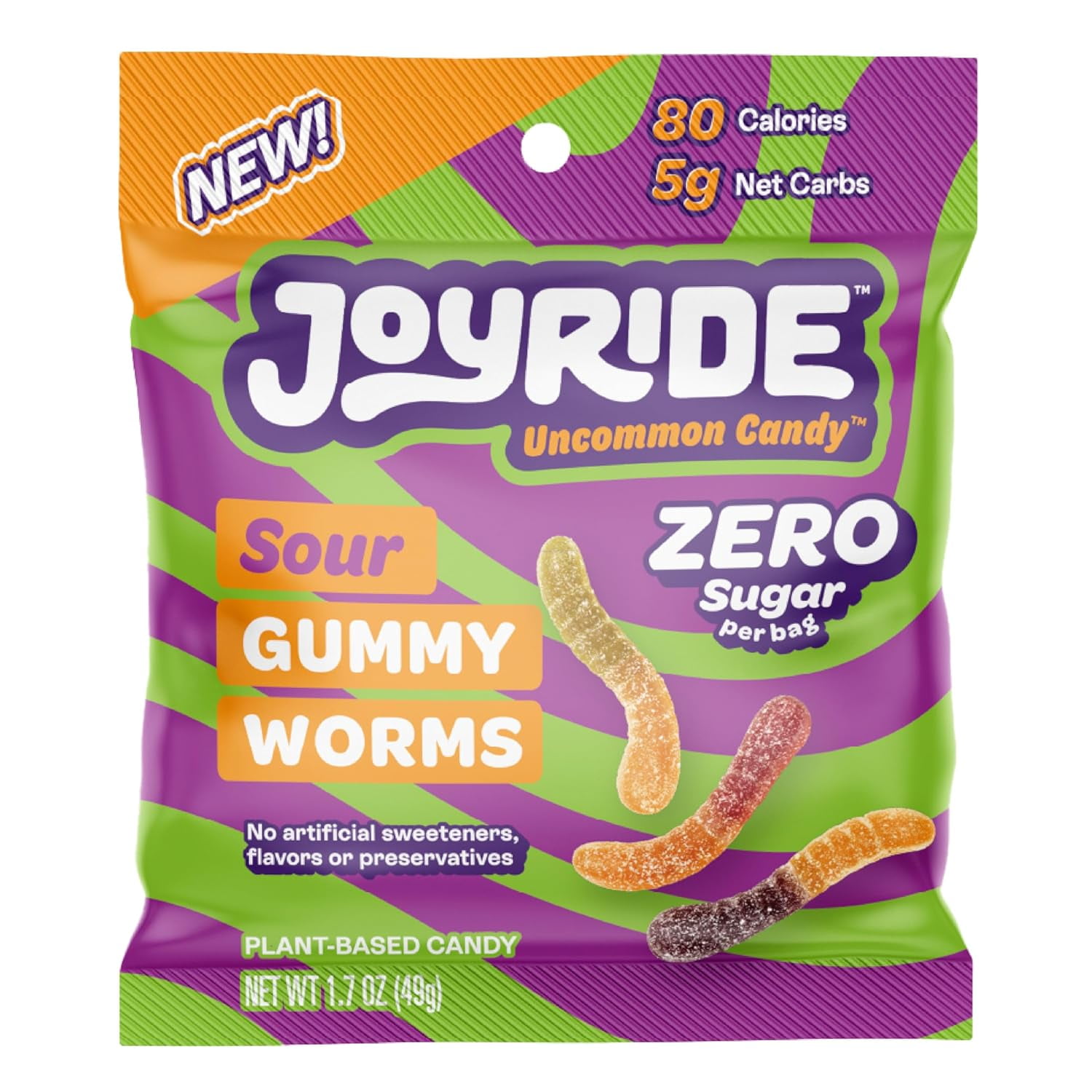 JOYRIDE SugarFree Sour Gummies Keto Candy with Zero Sugar & 6g Net Carbs Low Calorie Vegan